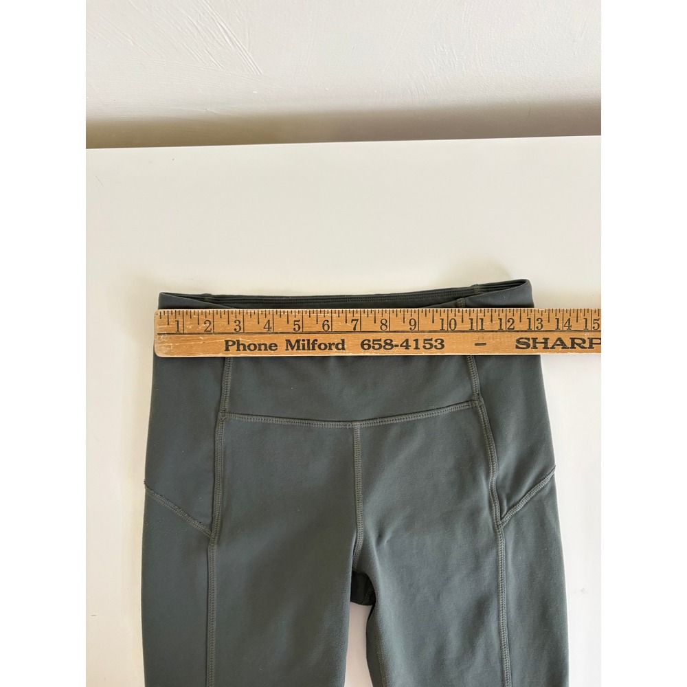 Athleta Womens Leggings Small Green Stretchy Mesh High Rise Yoga Gym Activewear - Picture 11 of 14